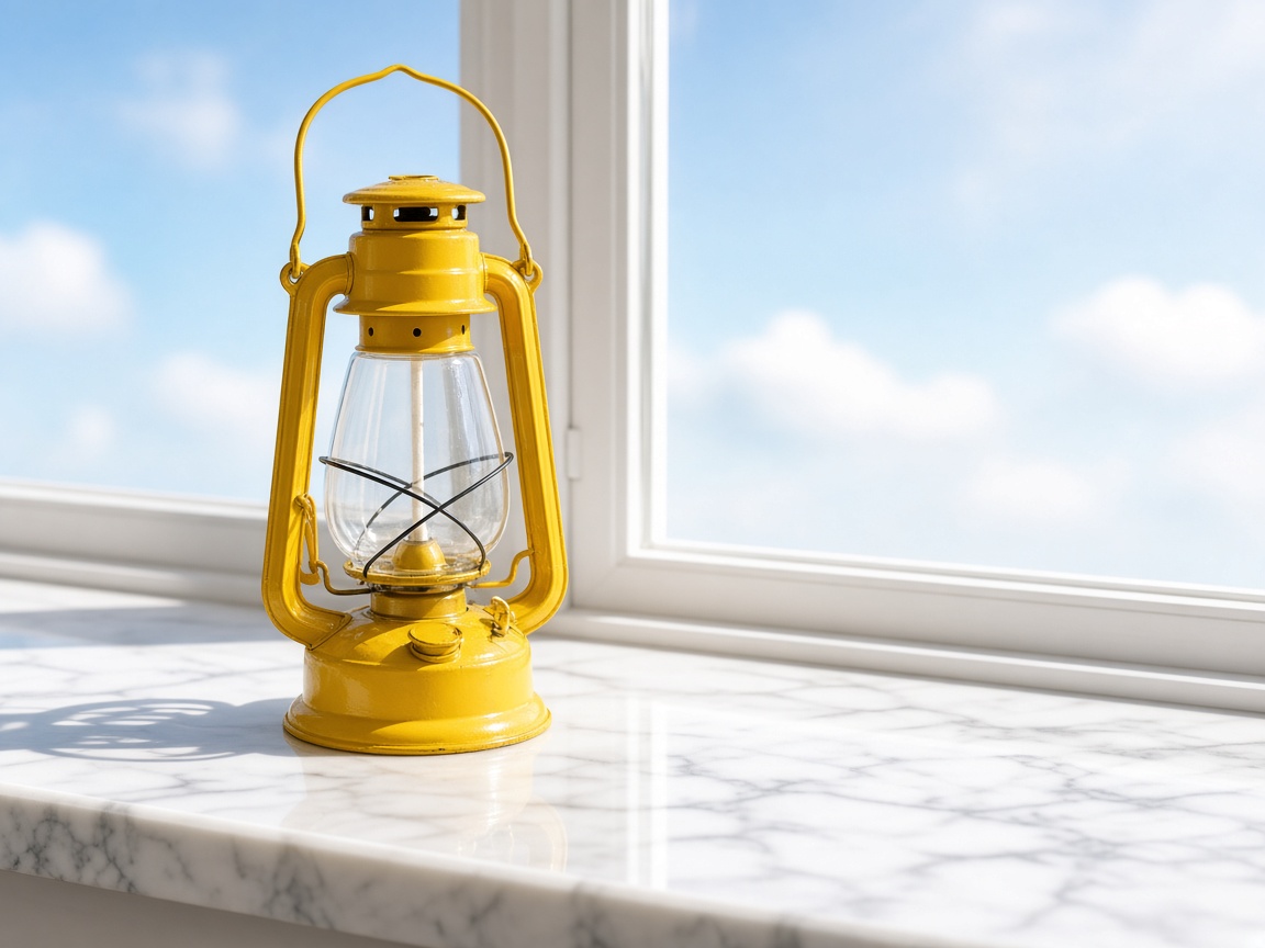 Yellow lantern in morning sun